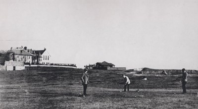 Golfers on the old 13th green