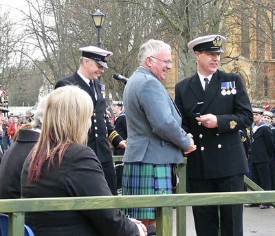 HMS Sutherland parade - Convenor conducts presentations