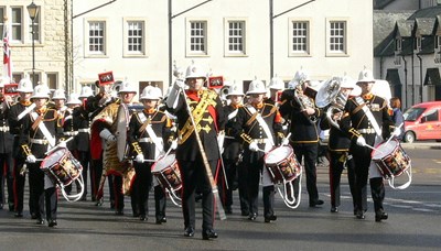 Royal Marine Band march past 25 March 2011