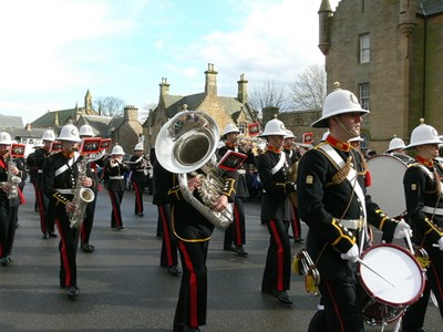 Royal Marine Bandsmen on parade in Dornoch 25 March 2011