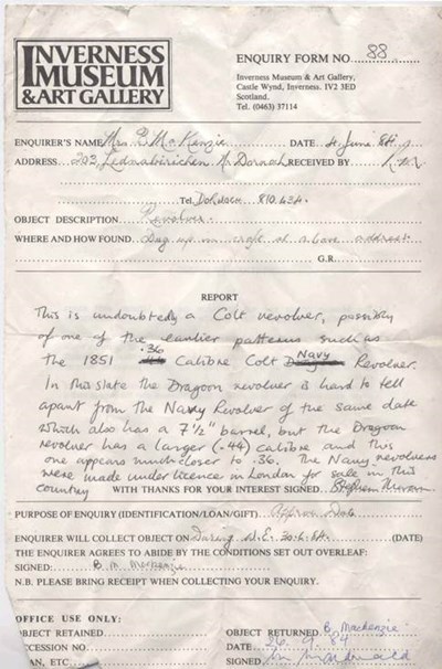 Colt revolver response to enquiry concerning date