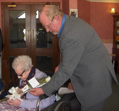 Women's Land Army Badge presented to Dorothy MacKenzie (Dornoch)