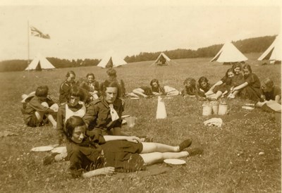 Dornoch Guides Camp rest time at Collabol Farm, Lairg, 1937