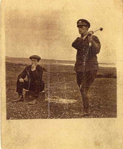 Rod Munro, brother of Catherine Munro, playing golf in uniform