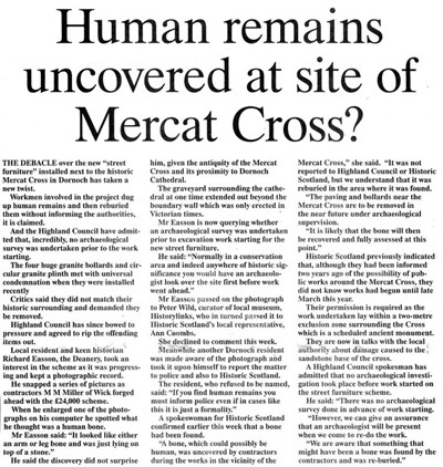 Human remains uncovered at site of Mercat Cross?ew Picture