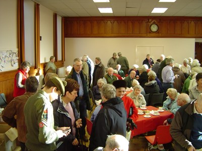 Stalls surrounding coffee tables at the Society Coffee Morning