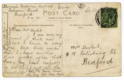 Postcard from Pte James Innes to Mrs Hewlet