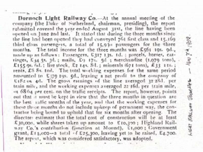 Dornoch Light Railway annual report