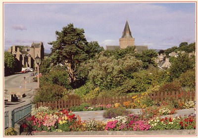 Colour postcard of Dornoch taken from Argyle Street