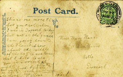 Reverse of a cartoon postcard from the Furness collection