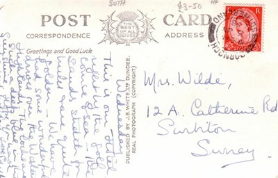 Reverse of Royal Dornoch Golf Clubhouse postcard 1958