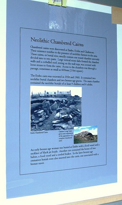 Original Neolithic Chambered Cairns display board Historylinks Museum