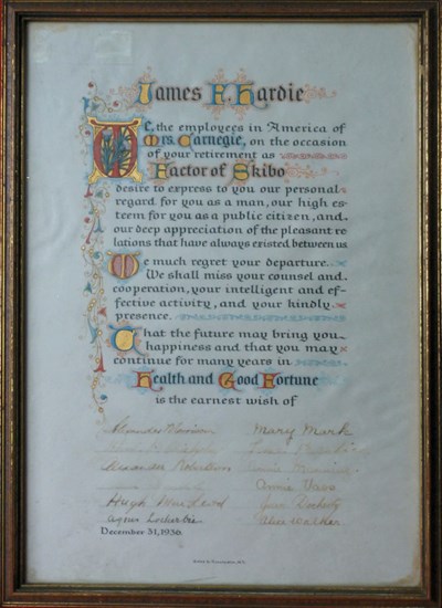 Presentation certificate for James Hardie's retirement