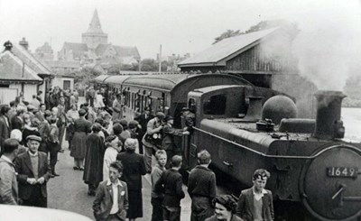 photograph  of train at Dornoch station