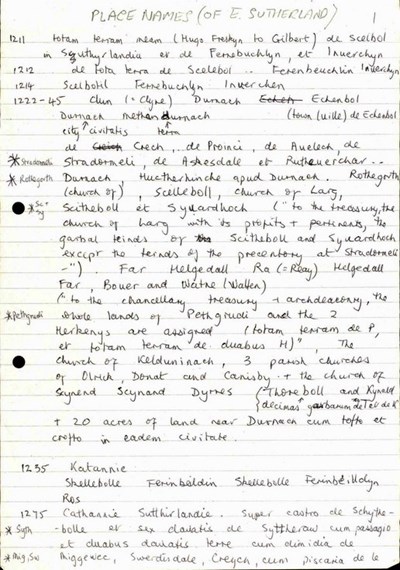 Bridget Mackenzie's notes on Sutherland placenames
