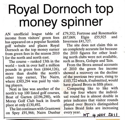 'Royal Dornoch top money spinner'