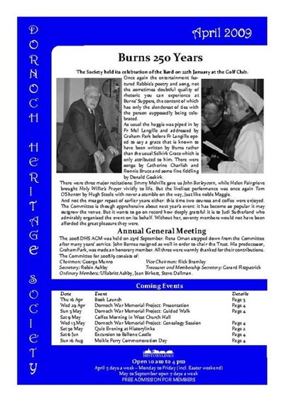 Dornoch Heritage Society Newsletter April 2009