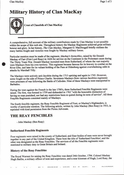Military History of Clan MacKay