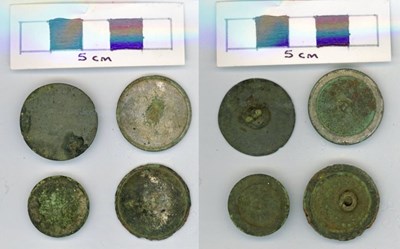 Objects discovered on Pitgrudy Farm - 4  buttons of various sizes