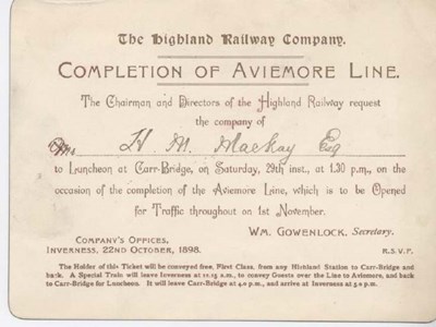Highland Railway Company invitation