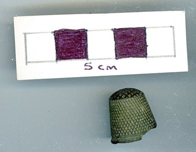 Objects discovered on Pitgrudy Farm -   thimble
