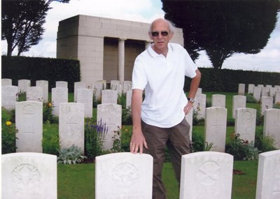 Great nephew at the grave of Lance Sgt Donald Mackay MM