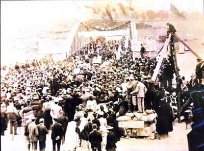 Photograph of the opening ceremony for second Bonar Bridge 1893