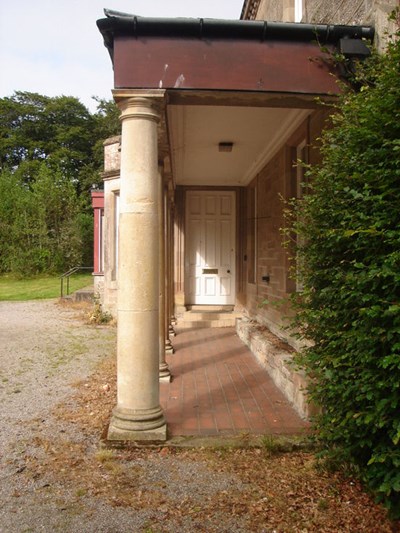 Burghfield House Hotel entrance porch on the western side