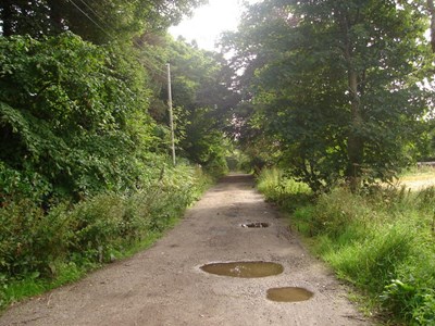 Burghfield House Hotel potholes in a section of the drive