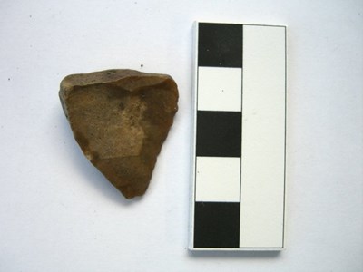Small triangular flint fragment with a straight edge