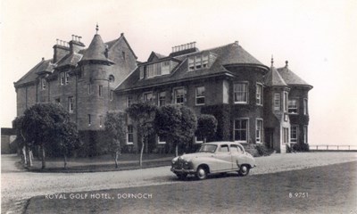 Copy of a postcard of the Royal Dornoch Golf Hotel c1950
