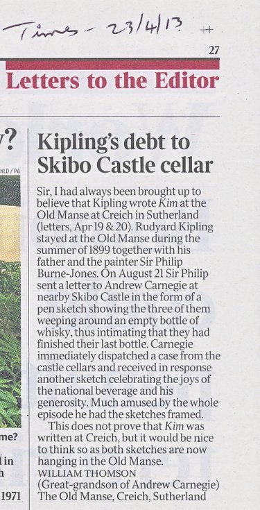 Kipling's Debt to Skibo Castle cellar