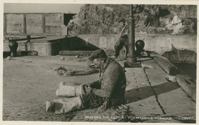 Fishing scenes around Scotland - 'Mending the Nets at Portknockie'