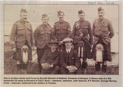 5th Seaforths TA camp in Dornoch, 1913