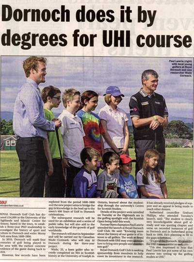 Dornoch does it by degrees for UHI course