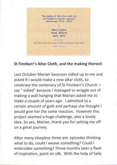 Making of the Alter Cloth for St Finnbarr's Church centenary 2013