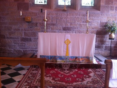 Photograph of the completed Alter Cloth for St Finnbarr's Church