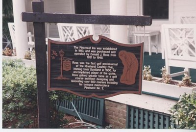 Pinehurst Inn sign commemorating Donald Ross