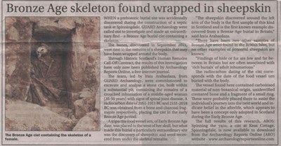 Bronze Age skeleton found wrapped in sheepskin