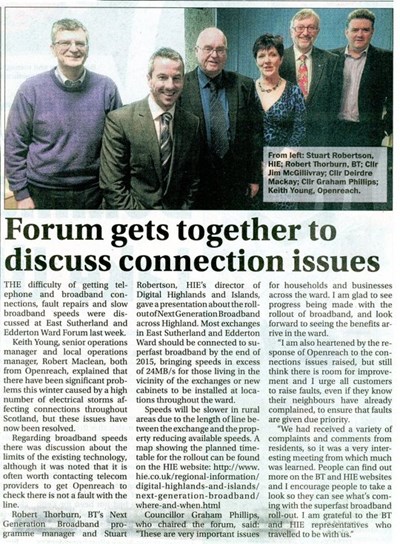 Forum gets together to discuss connection issues