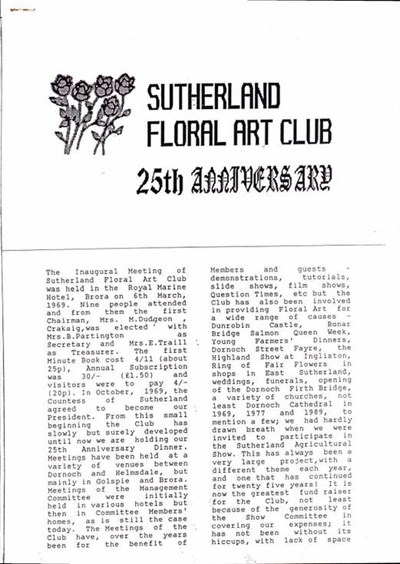 Sutherland Floral Art Club 25th Anniversary