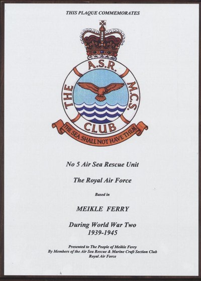 Commemorative plaque 5 Air Sea Rescue Unit  