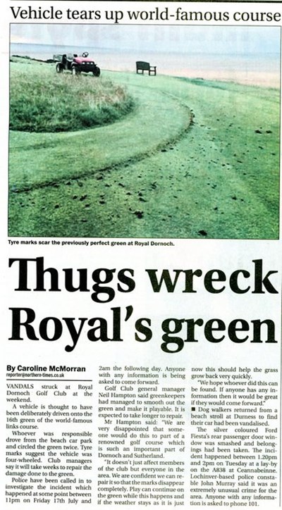 Thugs wreck Royal's green
