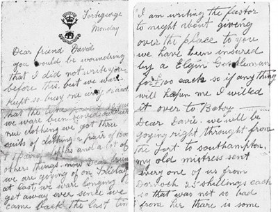 First letter Pte Alexander Murray Feb 1900