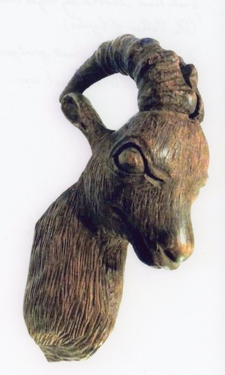 Goats head carved by Angus MacKay