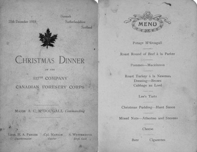 CFC 117 Coy Christmas Dinner Menu 1918