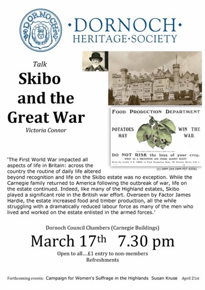 DHS talk on Skibo and the Great War