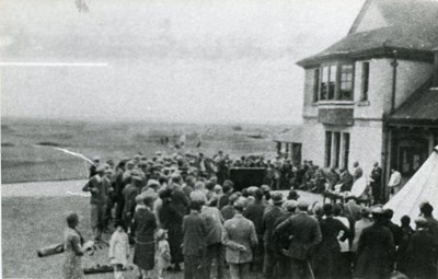 Prizegiving outside the Royal Dornoch clubhouse