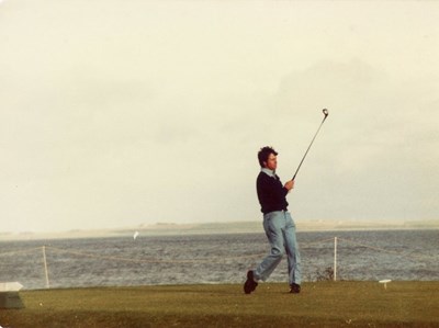 Teeing off with Dornoch Firth in background