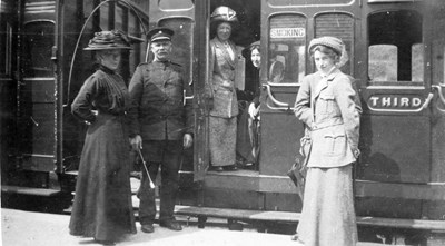 Seeing off passengers on the Dornoch Light Railway